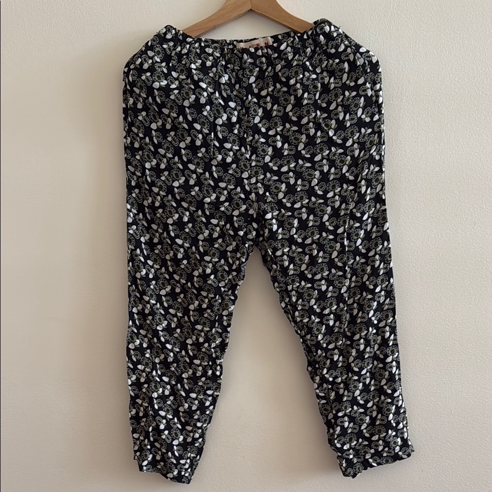 Marni Black and White Floral Cropped Pants